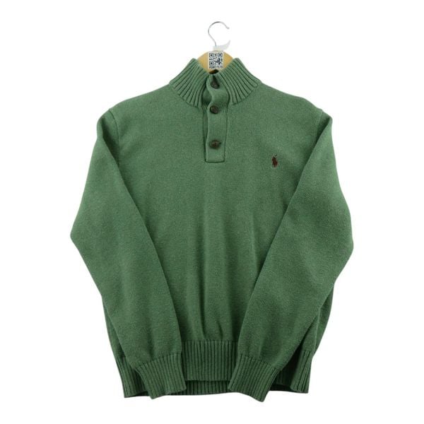 Second life - Sweter męski Pull col montant 3 boutons - Jak nowy. Zielone swetry przez głowę męskie Ralph Lauren, m, bez wzorów, bez kołnierzyka. Za 234.96 zł.