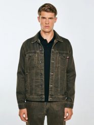 Kurtka męska jeansowa brązowa Charlie 888. Brązowe płaszcze męskie Big Star, l, bez wzorów, z denimu, eleganckie, bez kaptura. Za 399.99 zł.