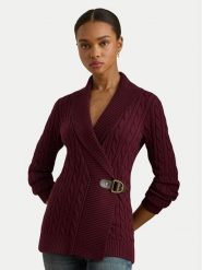 LAUREN RALPH LAUREN Sweter 200808258027 Bordowy Relaxed Fit. Czerwone swetry damskie Lauren Ralph Lauren, xs, bez wzorów, z bawełny, bez kołnierzyka, bez ramiączek, bez kaptura. Za 949.99 zł.