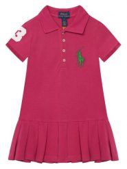 Polo Ralph Lauren Sukienka codzienna 312A95975001 Różowy Regular Fit. Czerwone sukienki dla dziewczynek Polo Ralph Lauren, bez wzorów, z bawełny, bez ramiączek. Za 489.99 zł.