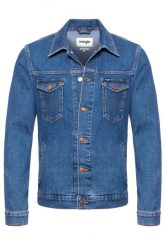 KURTKA JEANSOWA WRANGLER REGULAR JACKET MIDSTONE W44323091 112128853. Brązowe kurtki męskie Wrangler, na jesień, m, z aplikacjami, z bawełny, eleganckie, z kapturem. W wyprzedaży za 119.99 zł.