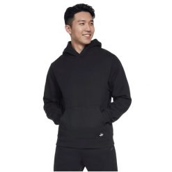 Bluza dresowa sportowa męska Max Soft Hoodie. Czarne bluzy męskie Skechers, l, bez wzorów, z bawełny, bez kaptura, trekkingowe. Za 299.99 zł.