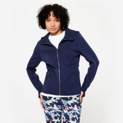 Bluza z kapturem damska Domyos Gym & Pilates. Niebieskie bluzy sportowe damskie DOMYOS, m, bez wzorów, z bawełny, z kapturem, na fitness i siłownię. Za 149.99 zł.