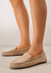 Beżowe Mokasyny VICES z Wkładką ze Skóry Naturalnej i Metalicznym Elementem Alcimene. Brązowe mokasyny damskie Renee, z materiału. Za 89.99 zł.