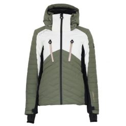 Damska kurtka wodoodporna Peak Mountain Archarme. Zielone kurtki snowboardowe damskie Peak Mountain, bez wzorów, bez kaptura, narciarskie. Za 641.50 zł.