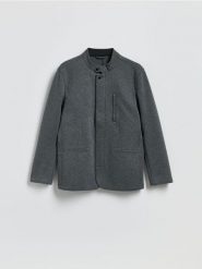 Marynarka ze stójką - ciemnoszary. Szare marynarki męskie Reserved, bez wzorów, z bawełny. Za 279.99 zł.