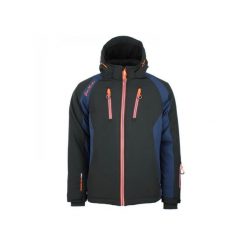 Kurtka narciarska Peak Mountain Softshell. Czarne kurtki snowboardowe męskie Peak Mountain, m, bez wzorów, z softshellu, bez kaptura, narciarskie. Za 749.15 zł.