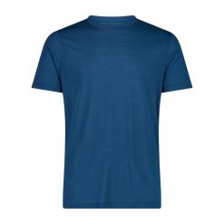 T-shirt z merynki CMP Performance. Niebieskie t-shirty męskie CMP, bez wzorów, z materiału, bez kołnierzyka. Za 195.00 zł.