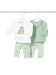 Mayoral Komplet bluzka i legginsy 1741 Zielony Regular Fit. Zielone bluzki dla dziewczynek Mayoral, bez wzorów, z bawełny, bez kołnierzyka, bez ramiączek. Za 189.99 zł.