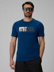 4F T-shirt regular z nadrukiem męski - granatowy XXL. Niebieskie t-shirty męskie 4f, m, bez wzorów, z bawełny, bez kołnierzyka. Za 59.99 zł.