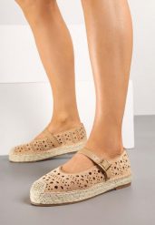 Brązowe Ażurowe Espadryle na Płaskiej Podeszwie z Plecionką Aravithra. Brązowe espadryle damskie Born2be, w ażurowe wzory, z jeansu, eleganckie, bez obcasa, na płaskiej podeszwie, bez zapięcia. Za 84.99 zł.