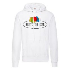 Damska Bluza Z Kapturem Z Nadrukiem Klasycznego Logo W Stylu Vintage. Białe bluzy damskie Fruit of the Loom, xl, bez wzorów, z kapturem. Za 97.99 zł.