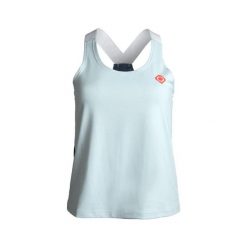 Bluzka Isabel: Komfort i styl podczas treningów. Lekka, oddychająca i szybkoschn. Niebieskie bluzki damskie IZAS, bez wzorów, bez kołnierzyka, bez ramiączek, na fitness i siłownię. Za 160.83 zł.