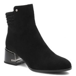 Czarne Botki S.Barski Damskie Modne Obuwie. Czarne botki damskie S.BARSKI, na wiosnę, z jeansu, eleganckie, bez obcasa, na obcasie, bez zapięcia. Za 239.00 zł.