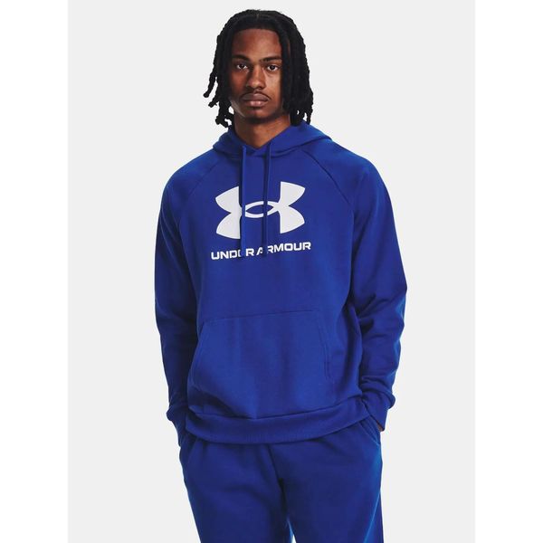Bluza fitness męska UNDER ARMOUR Rival Fleece Logo Hoodie z kapturem. Niebieskie bluzy męskie Under Armour, m, bez wzorów, z kapturem, na fitness i siłownię. Za 170.66 zł.