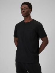 4F T-shirt regular gładki męski - czarny XXL. Czarne t-shirty męskie 4f, m, bez wzorów, z bawełny, bez kołnierzyka. Za 79.99 zł.