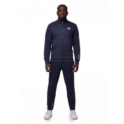 Bluza z zamek błyskawiczny na co dzień na siłownię. Niebieskie bluzy męskie LEONE 1947 APPAREL, bez wzorów, z bawełny, bez kaptura. W wyprzedaży za 218.92 zł.