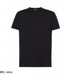 T-shirt JHK TSRA 150 - męski z krótkim rękawem wzmocniony lycrą ściągacz, 100% bawełna, 155-160g - czarny XS. Czarne t-shirty męskie JHK, m, bez wzorów, z bawełny, bez kołnierzyka. Za 20.50 zł.