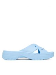Crocs Klapki Classic Women's Cross Strap 210840 Niebieski. Niebieskie klapki damskie Crocs, bez wzorów, z tworzywa sztucznego, bez obcasa. Za 139.99 zł.