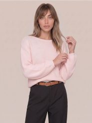 Sweter chunky z szerokimi rękawami - różowy. Czerwone swetry damskie Sinsay, l, bez wzorów, bez kołnierzyka, bez ramiączek, bez kaptura. Za 59.99 zł.