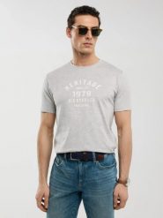 Koszulka męska z nadrukiem szara Serter 901. Szare t-shirty męskie Big Star, l, bez wzorów, z bawełny, klasyczne, bez kołnierzyka. W wyprzedaży za 59.99 zł.