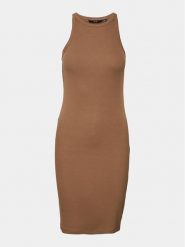 Vero Moda Sukienka codzienna Chloe 10306898 Brązowy Tight Fit. Brązowe sukienki damskie Vero Moda, na co dzień, xxl, bez wzorów, z bawełny, bez kołnierzyka, bez ramiączek, proste. Za 99.99 zł.