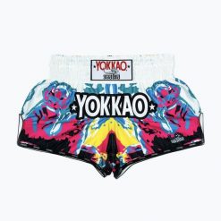 Spodenki treningowe męskie YOKKAO Tiger Family Muay Thai. Białe krótkie spodenki sportowe męskie YOKKAO, l, bez wzorów, z materiału, na fitness i siłownię. Za 289.99 zł.