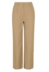 Spodnie z lnem R-GITTA. Brązowe spodnie materiałowe damskie Volcano, s, bez wzorów, z materiału. Za 139.99 zł.