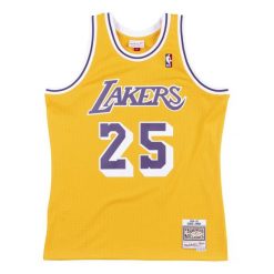 Koszulka NBA Los Angeles Lakers Eddie Jones. Brązowe koszulki sportowe męskie Mitchell & Ness, m, bez wzorów, bez kołnierzyka, bez ramiączek, do koszykówki. Za 577.00 zł.