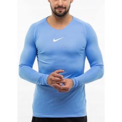 Męska koszulka Nike Dri-FIT Park First Layer z długim rękawem. Niebieskie koszulki sportowe męskie Nike, m, bez wzorów, bez kołnierzyka, bez ramiączek, na fitness i siłownię, dri-fit (nike). Za 89.99 zł.