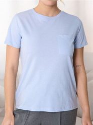 Koszulka basic - błękitny. Niebieskie t-shirty damskie Sinsay, l, bez wzorów, bez kołnierzyka. W wyprzedaży za 11.99 zł.