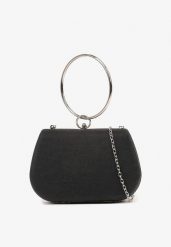 Czarna Torebka Typu Kopertówka Ozdobiona Okrągłym Uchwytem Tolarania. Czarne kopertówki damskie Renee, bez wzorów, eleganckie, bez dodatków. Za 64.99 zł.