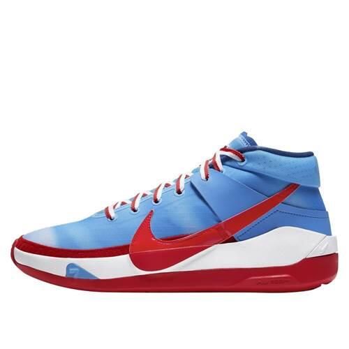 Buty koszykarskie męskie Nike KD 13 Hardwood Classics. Niebieskie buty sportowe męskie Nike, z materiału, za kostkę, bez zapięcia, do koszykówki. Za 918.00 zł.