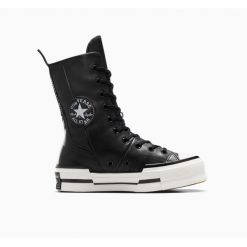 Tenisówki Converse Chuck 70 Plus Xhi Leather. Czarne trampki i tenisówki damskie Converse, bez wzorów, z materiału, eleganckie, przed kolano, bez zapięcia. Za 590.00 zł.