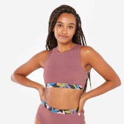 Góra kostiumu kąpielowego surfingowego damska Olaian Carla. Czerwone bikini damskie OLAIAN, bez wzorów. W wyprzedaży za 59.99 zł.