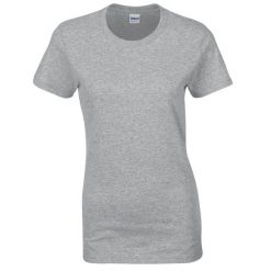 Damska Koszulka Z Grubej Bawełny. Szare koszulki sportowe damskie Gildan, xl, bez wzorów, z bawełny, sportowe, bez kołnierzyka. Za 38.99 zł.