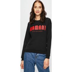 Armani Exchange - Bluza. Czarne bluzy damskie Armani Exchange, m, z aplikacjami, z bawełny, bez kaptura. W wyprzedaży za 269.90 zł.