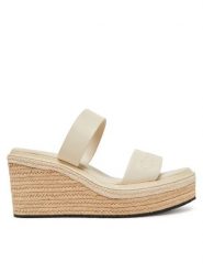 Calvin Klein Klapki Wedge Sandal 50 - He HW0HW02375 Kremowy. Białe klapki damskie Calvin Klein, bez wzorów, ze skóry, bez obcasa. Za 284.99 zł.