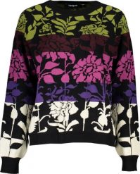 Desigual Damski piękny sweter w kontrastowe kwiaty DESIGUAL XL. Swetry damskie Desigual, xl, bez wzorów, bez kołnierzyka, bez ramiączek, bez kaptura. Za 229.12 zł.