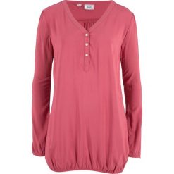 Bluzka z dekoltem "henley", długi rękaw bonprix dymny malinowy. Bluzki damskie marki bonprix. Za 37.99 zł.