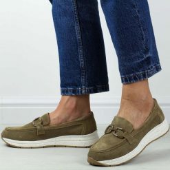 Brązowe skórzane mokasyny damskie Brivido 25552-03. Brązowe mokasyny damskie Brivido, ze skóry, eleganckie. Za 219.00 zł.