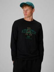 4F Чоловічий longsleeve regular з принтом - чорний L. Bluzki z długim rękawem męskie 4f, l, bez wzorów, bez kołnierzyka. Za 1,049.90 zł.