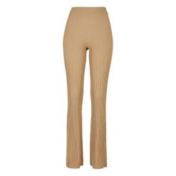 Legginsy Damskie Dzianinowa Prążkowana Szeroka. Brązowe legginsy damskie Urban Classics, xl, bez wzorów, z dzianiny. Za 256.99 zł.