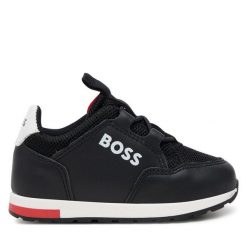 Sneakersy BOSS. Czarne trampki i tenisówki chłopięce Boss, bez wzorów, bez zapięcia. Za 309.99 zł.