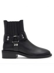 Badura Botki ROMA-01W4-001 Czarny. Czarne botki damskie Badura, ze skóry, bez obcasa, na słupku, bez zapięcia. Za 379.99 zł.