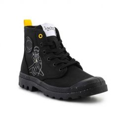 Buty do chodzenia unisex Palladium Pampa-petit Prince. Czarne obuwie sportowe damskie Palladium, bez wzorów, z materiału, trekkingowe. Za 569.99 zł.