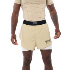 Szorty do walki 2 w 1 Metal Boxe Desert Storm. Brązowe krótkie spodenki sportowe męskie METAL BOXE, bez wzorów, na fitness i siłownię. Za 314.00 zł.