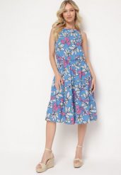 Niebieska Sukienka Mennotia. Niebieskie sukienki damskie Born2be, na co dzień, m, bez wzorów, eleganckie, bez kołnierzyka, bez ramiączek, midi, proste. Za 44.99 zł.