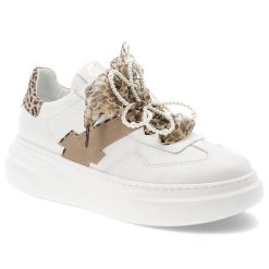 Białe Sneakersy Chebello Eleganckie Obuwie Damskie Z Wyrazistym Akcentem Panterka. Białe półbuty damskie CheBello, bez wzorów, ze skóry, eleganckie, bez obcasa, bez zapięcia. Za 589.00 zł.