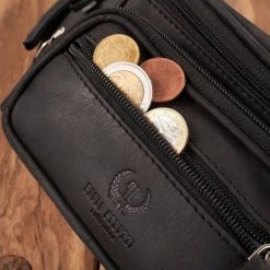 Paolo Peruzzi Saszetka męska skórzana klasyczna nerka biodrowa czarna vintage T-136-HBL. Czarne saszetki męskie Paolo Peruzzi, klasyczne. Za 200.95 zł.